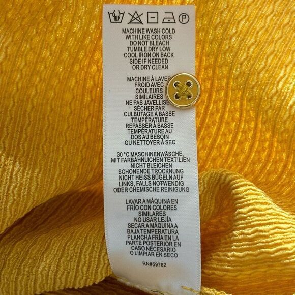 Adrianna Papell textured knit 3/4 bubble sleeves ochre medium new - Picture 6 of 11